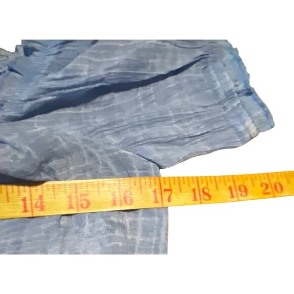 Eye Of The Needle Blue Button-Front Midi Dress With Ruffled Hem & Elastic Neckli - Picture 5 of 7